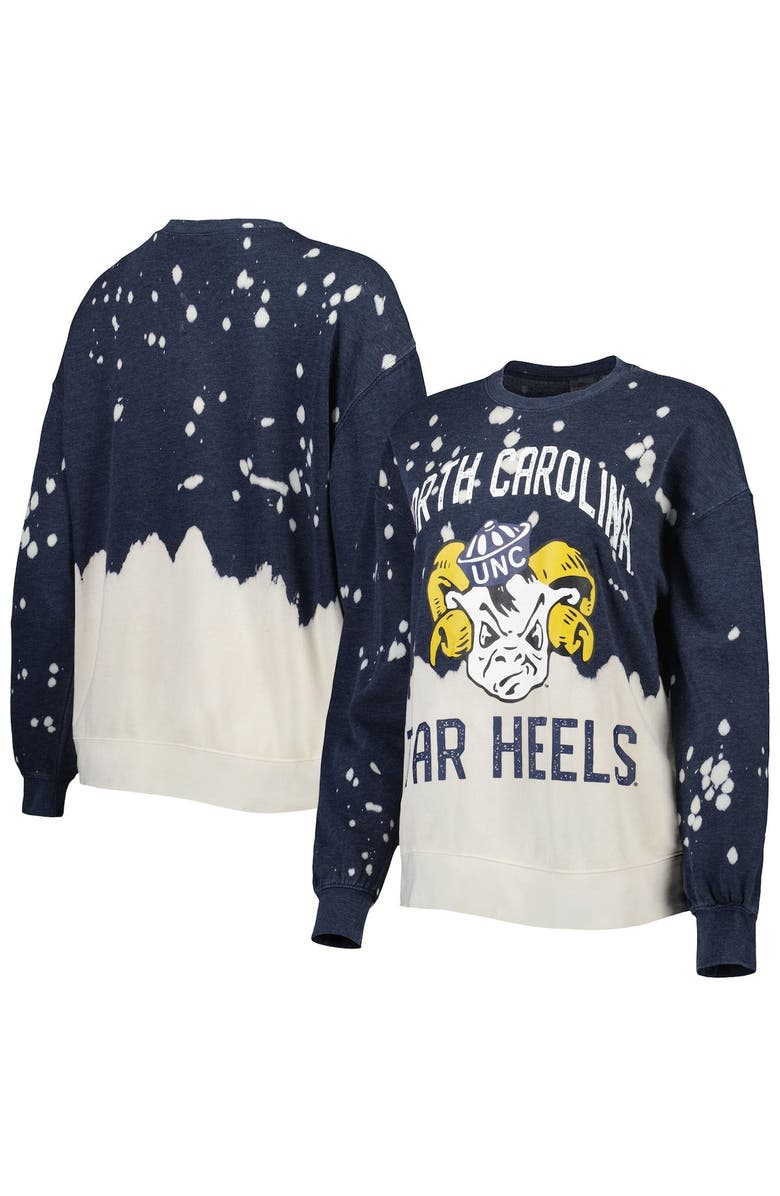 GAMEDAY COUTURE Women's Gameday Couture Navy North Carolina Tar Heels Twice As Nice Faded Dip-Dye Pullover Long Sleeve Top, Alternate, color, 