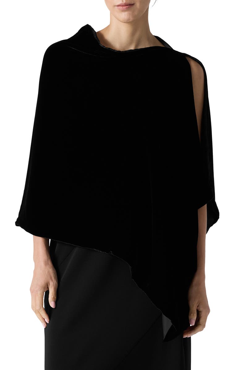 Eileen Fisher Velvet Poncho, Main, color, Black
