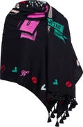 Maison Common Embroidered Scarf With Tassels