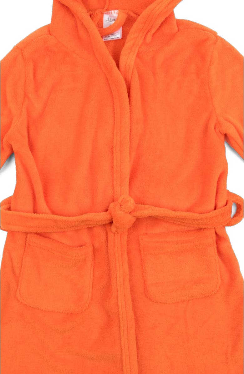Leveret Kids Fleece Hooded Robe, Solid Colors, Alternate, color, Orange