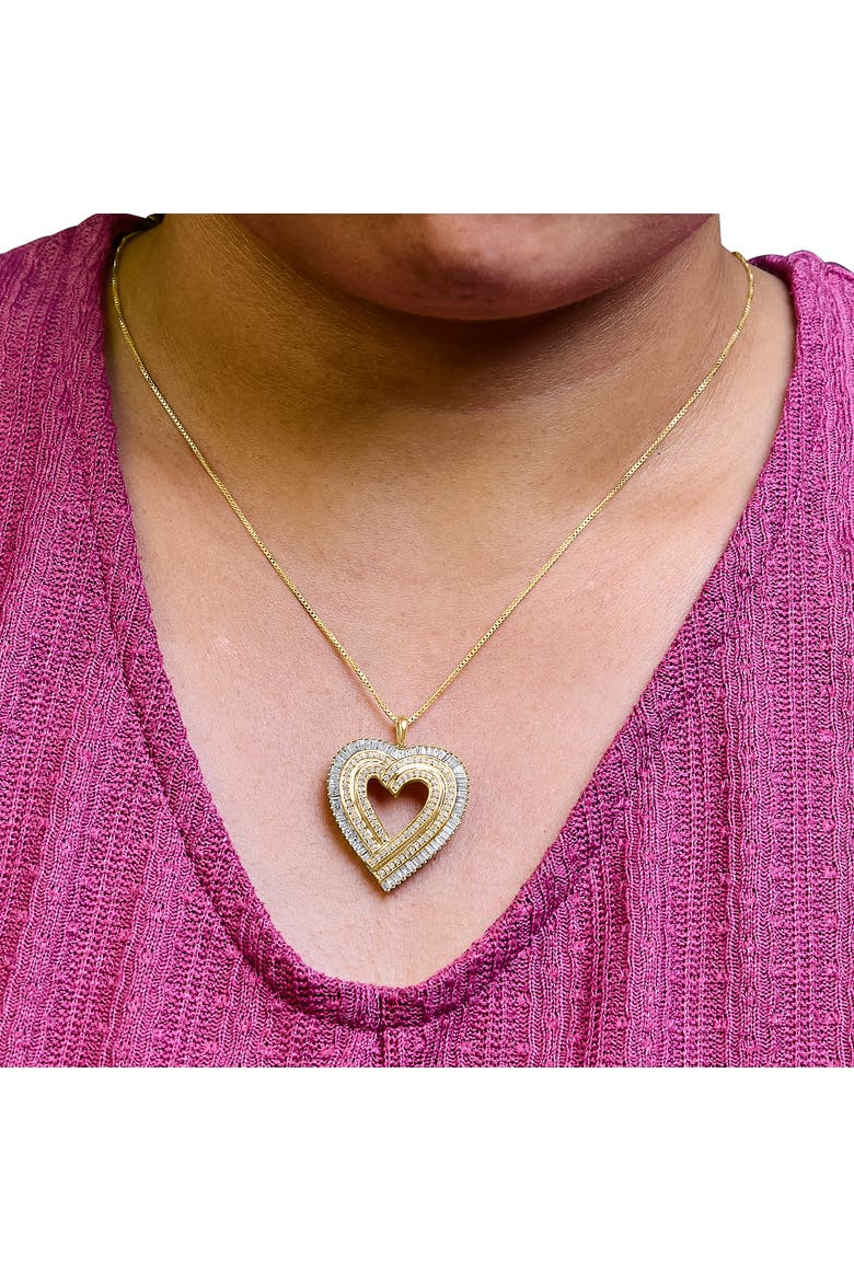14K Yellow Gold Plated Silver 1/4 Cttw Diamond Composite Heart Pendant Necklace, Alternate, color, Yellow