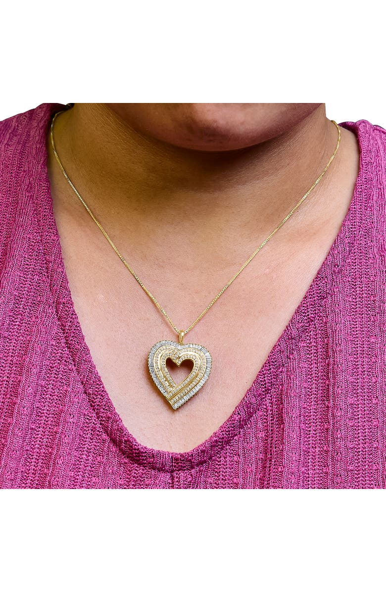 Haus of Brilliance 14K Yellow Gold Plated Silver 1/4 Cttw Diamond Composite Heart Pendant Necklace, Alternate, color, Yellow