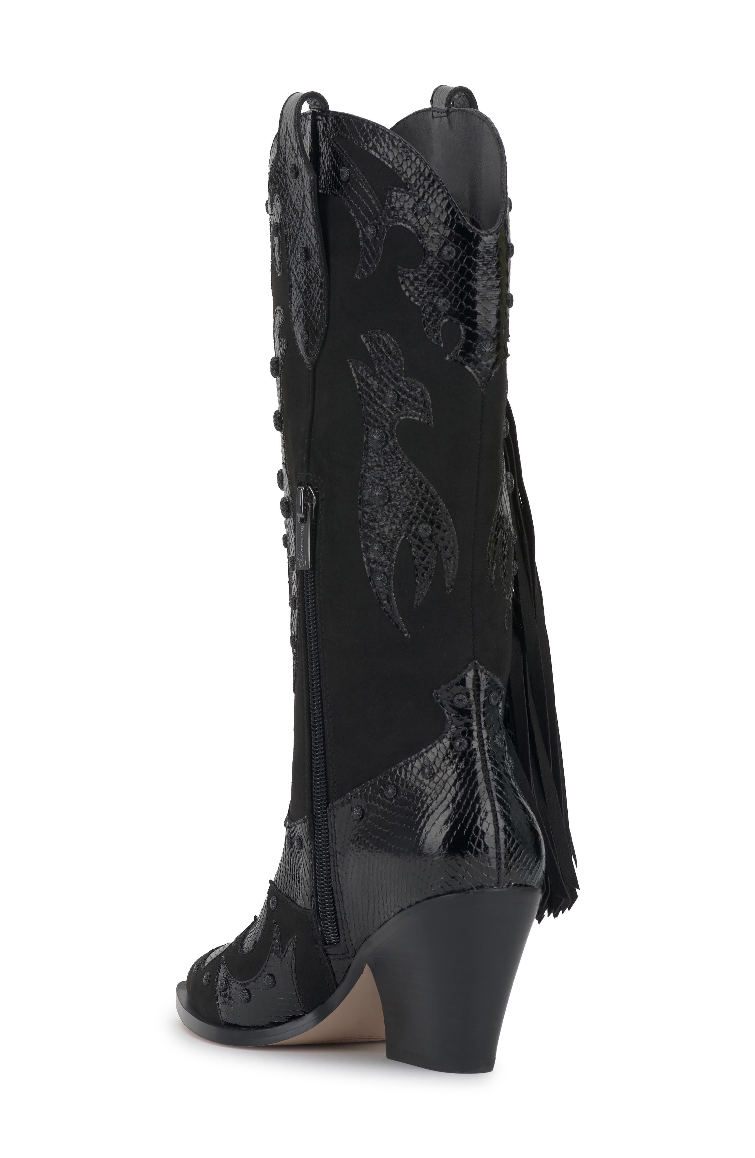 Piarin Pointed Toe Western Boot, Alternate, color, BLACK