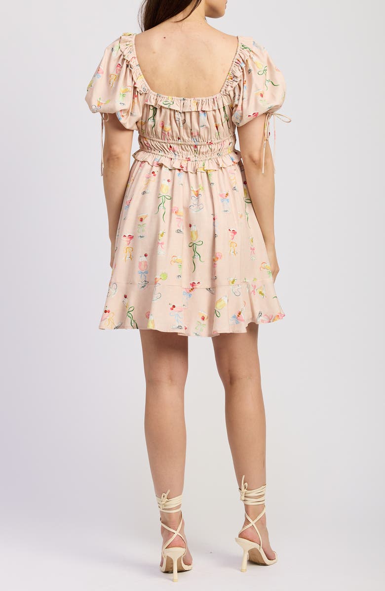 En Saison Mia Ruffle Puff Sleeve Minidress, Alternate, color, Pink Multi