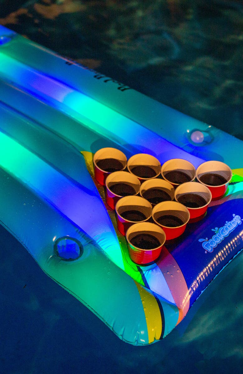 POOLCANDY Pool Party Pong LED Raft, Alternate, color, White