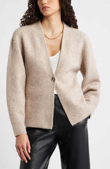 Nordstrom One-Button V-Neck Rib Cardigan
