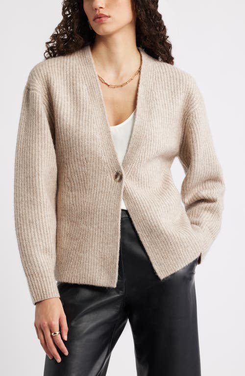 Nordstrom One-button V-neck Rib Cardigan In Neutral
