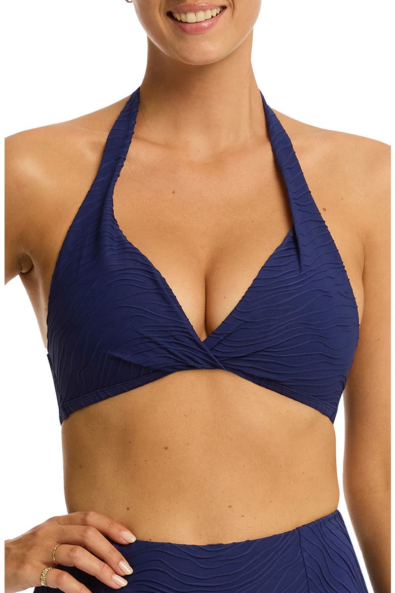 De Soleil Twist Front Multifit Bikini Top, Main, color, FRENCH NAVY