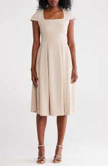 Calvin Klein Short Sleeve Midi Fit & Flare Dress