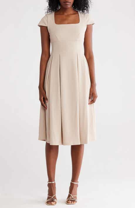 Calvin Klein Short Sleeve Midi Fit & Flare Dress