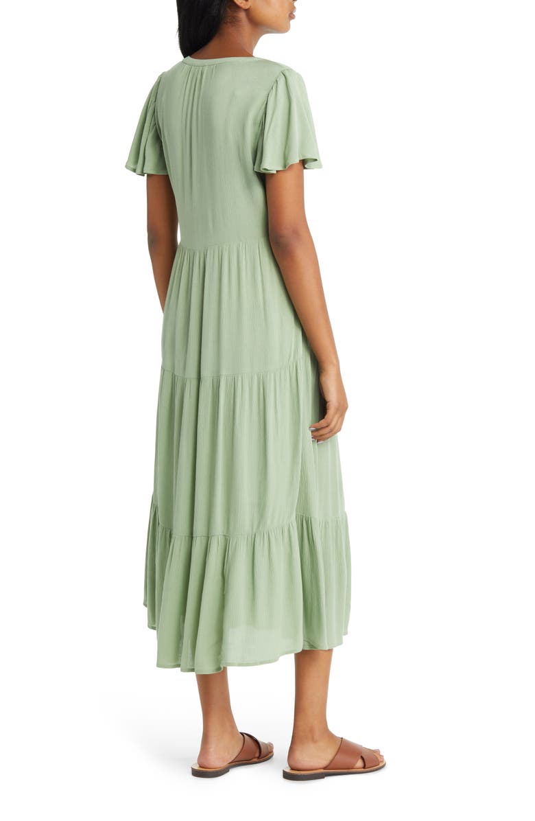 beachlunchlounge Asena Flutter Sleeve Midi Dress, Alternate, color, 