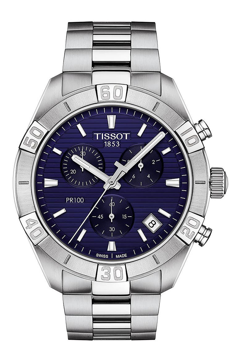 PR 100 Chronograph Bracelet Watch, 44mm, Main, color, BLUE