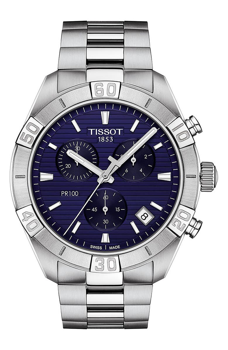 Tissot PR 100 Chronograph Bracelet Watch, 44mm, Main, color, 