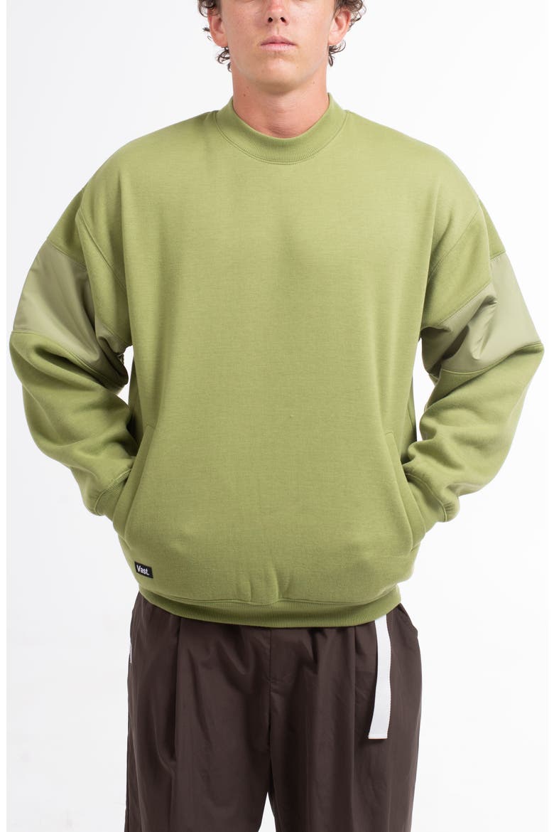 Mock Neck Fleece Sweater, Alternate, color, MILITARY GREEN