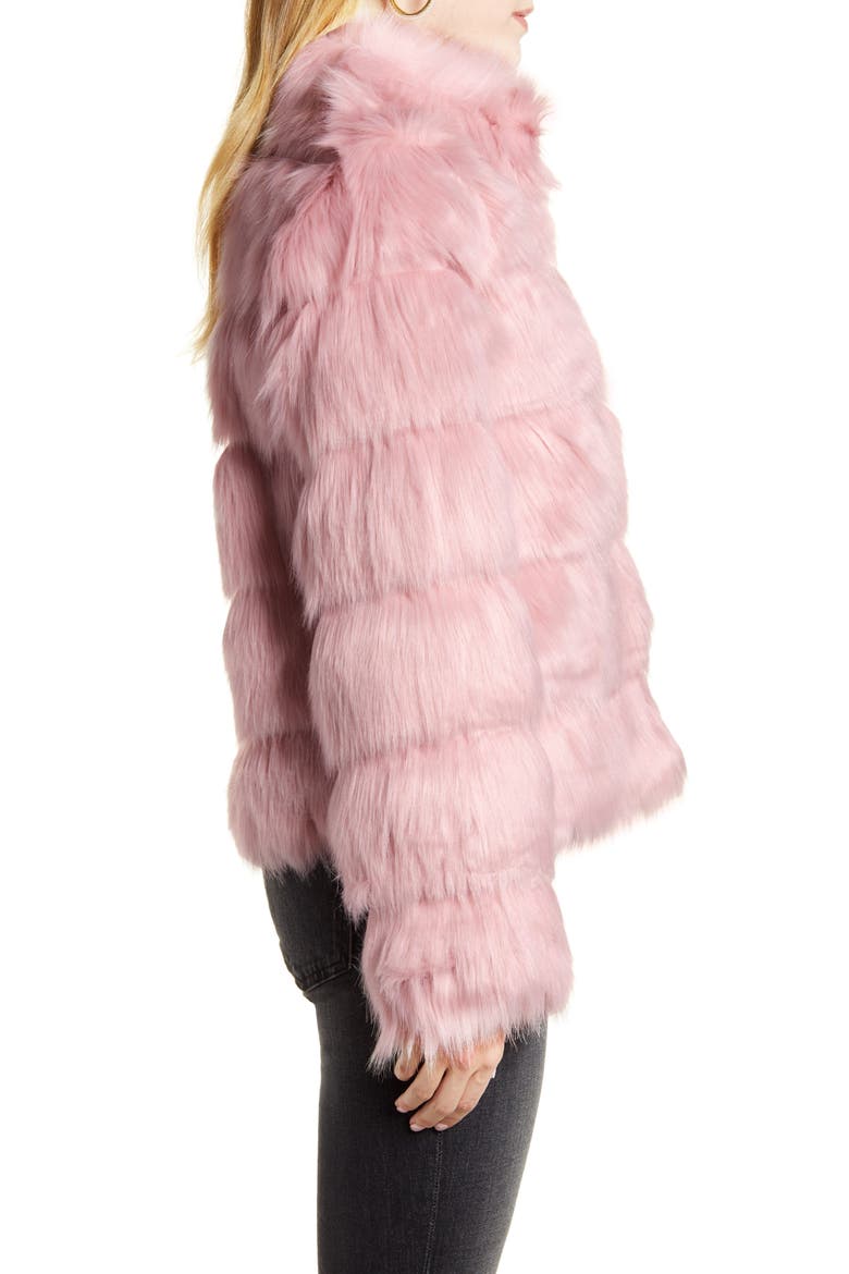 Faux Fur Tiered Coat, Alternate, color, PINK CRYSTAL