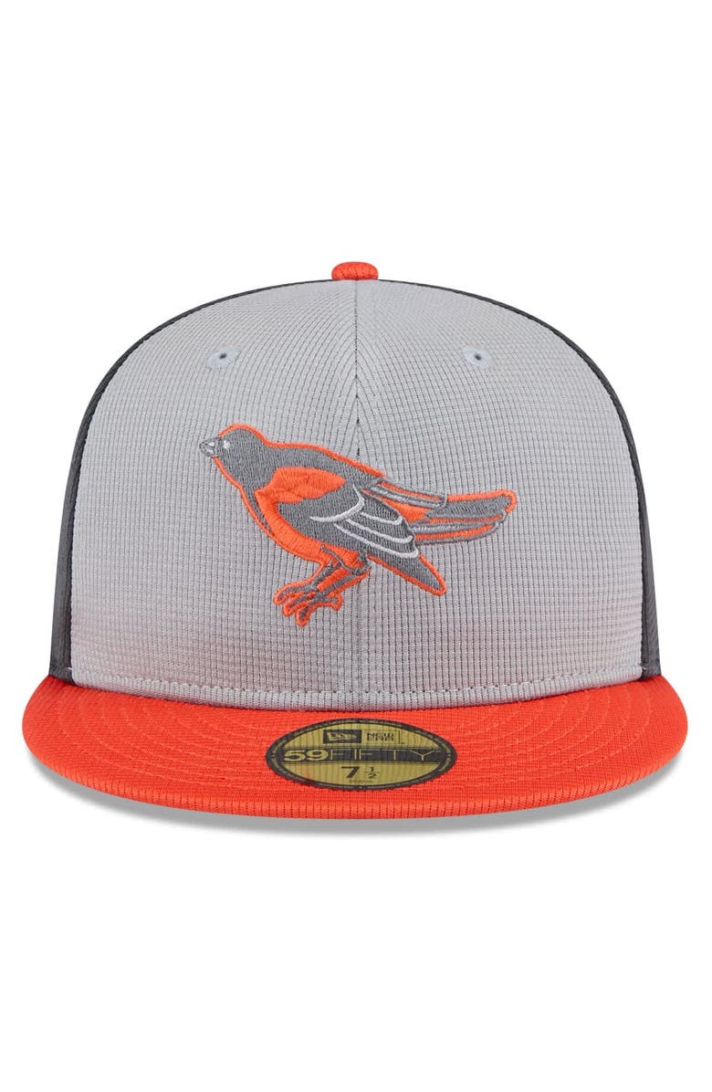 New Era Men's New Era  Gray/Orange Baltimore Orioles 2025 Batting Practice 59FIFTY Fitted Hat, Alternate, color, 