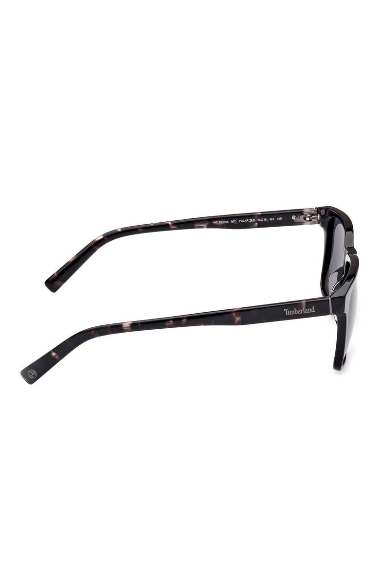 56mm Sunglasses, Alternate, color, SHINY BLACK / SMOKE POLARIZED