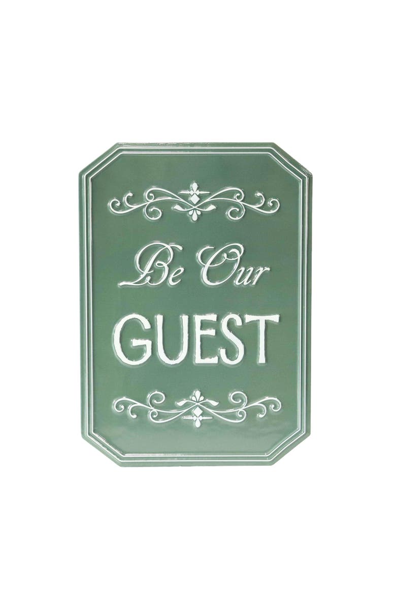 VIP Metal 21.26 in. Green Be Our Guest Sign, Main, color, Green