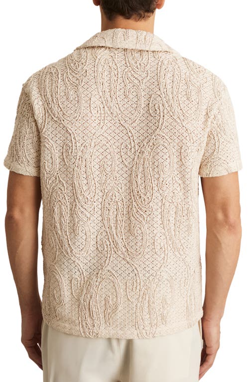Reiss Finn Embroidered Crochet Camp Sweater In Neutral