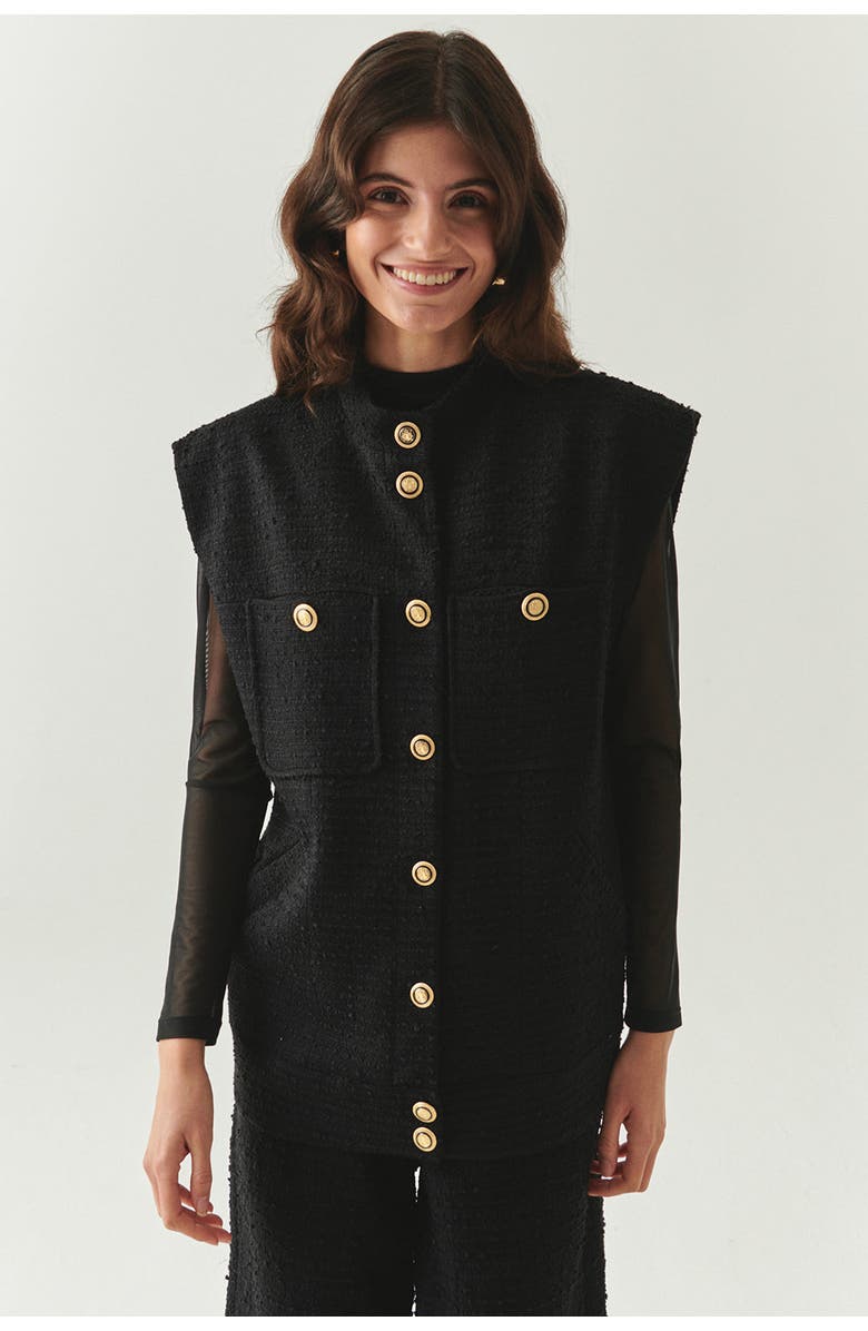 Exquise Goldie High Neck Vest, Main, color, Black