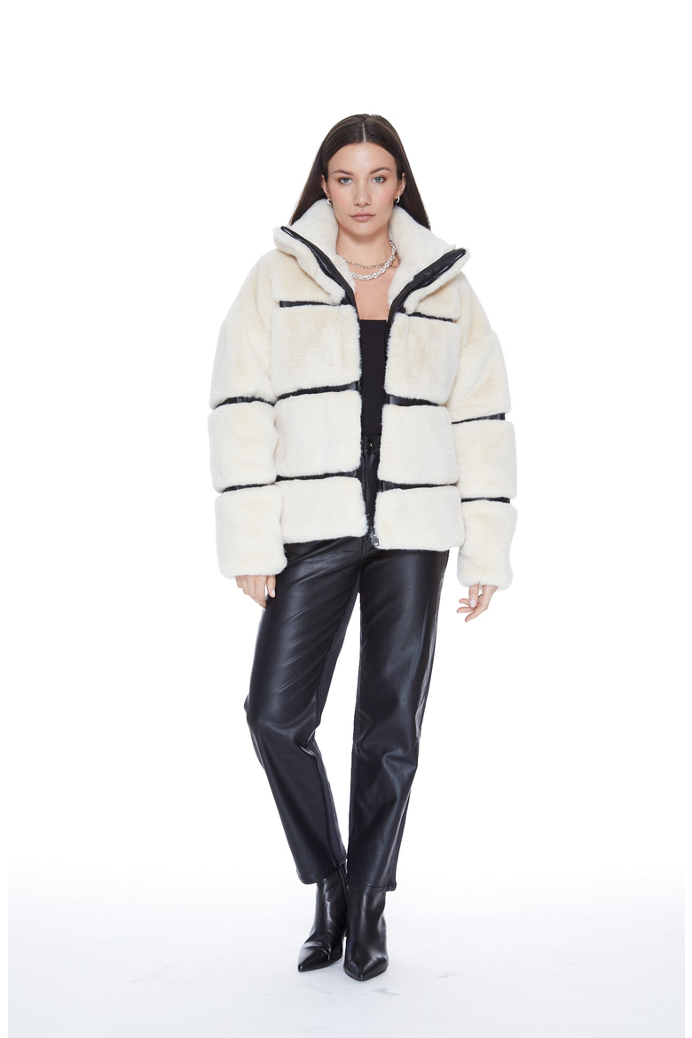 Mob Wife UnReal Leather Fur Jacket, Alternate, color, Vanilla Bean