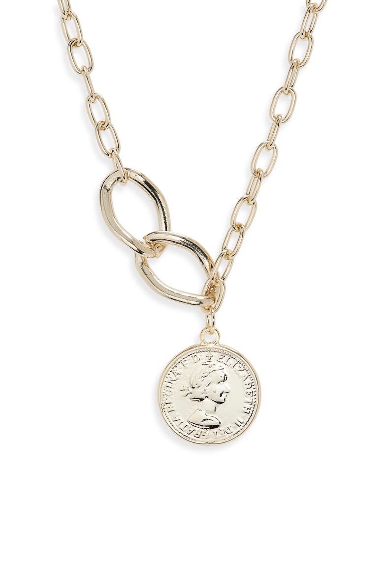 Panacea Coin Link Pendant Necklace, Main, color, 