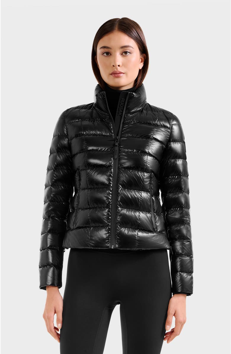 Rudsak Melissa Glossy Lightweight Down Puffer, Alternate, color, Black