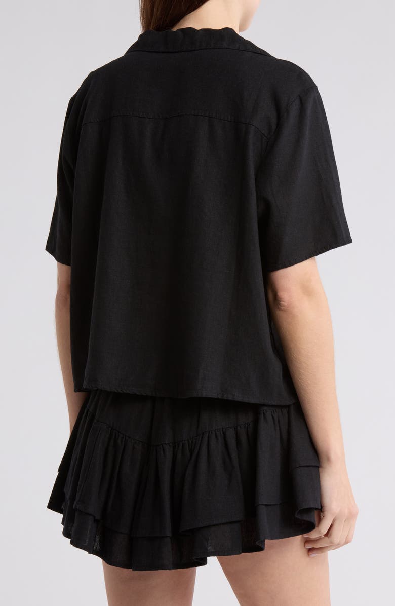 Abound Button Front Camp Shirt, Alternate, color, Black