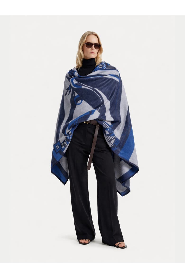 Cashmere Horse Jacquard Throw, Alternate, color, dress-blues