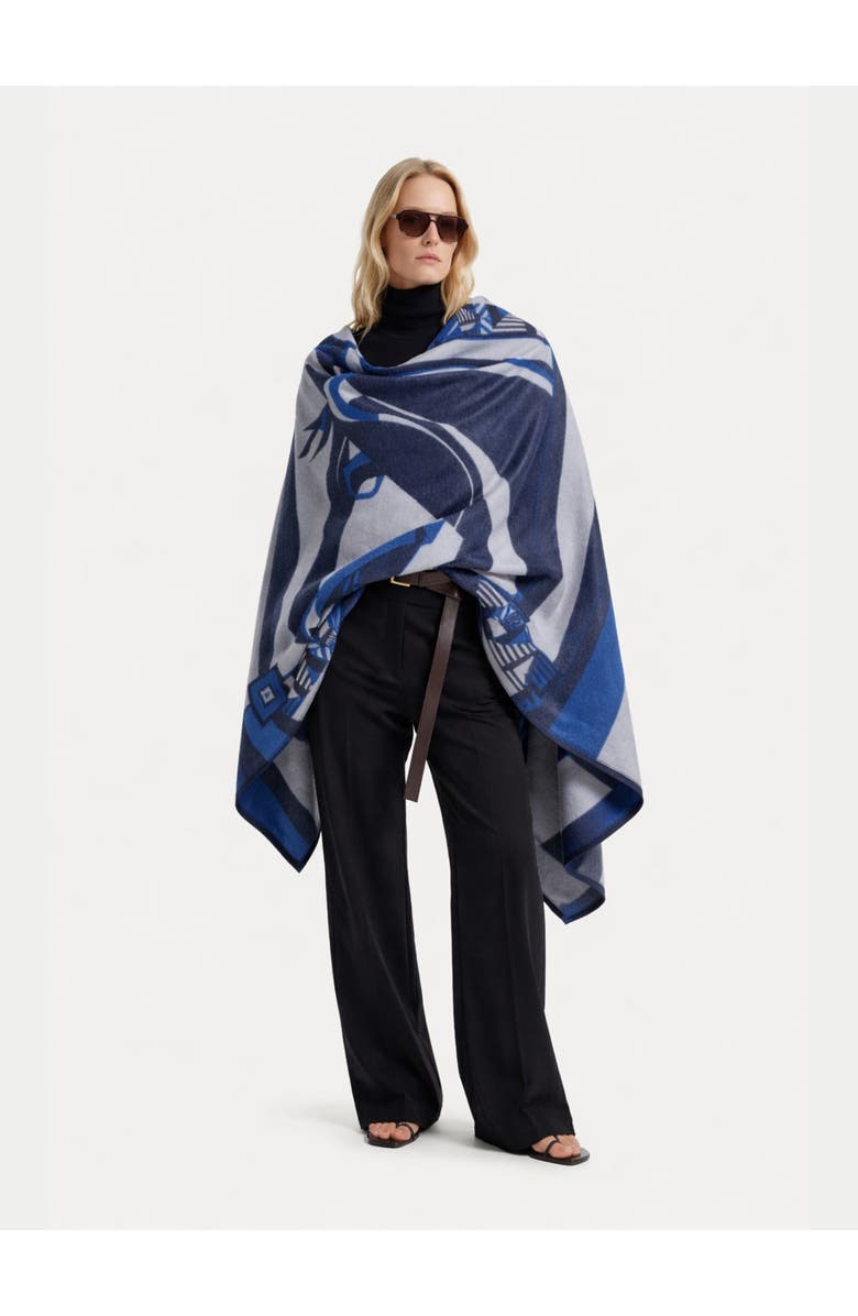 Gobi Cashmere Cashmere Horse Jacquard Throw, Alternate, color, Dress-Blues