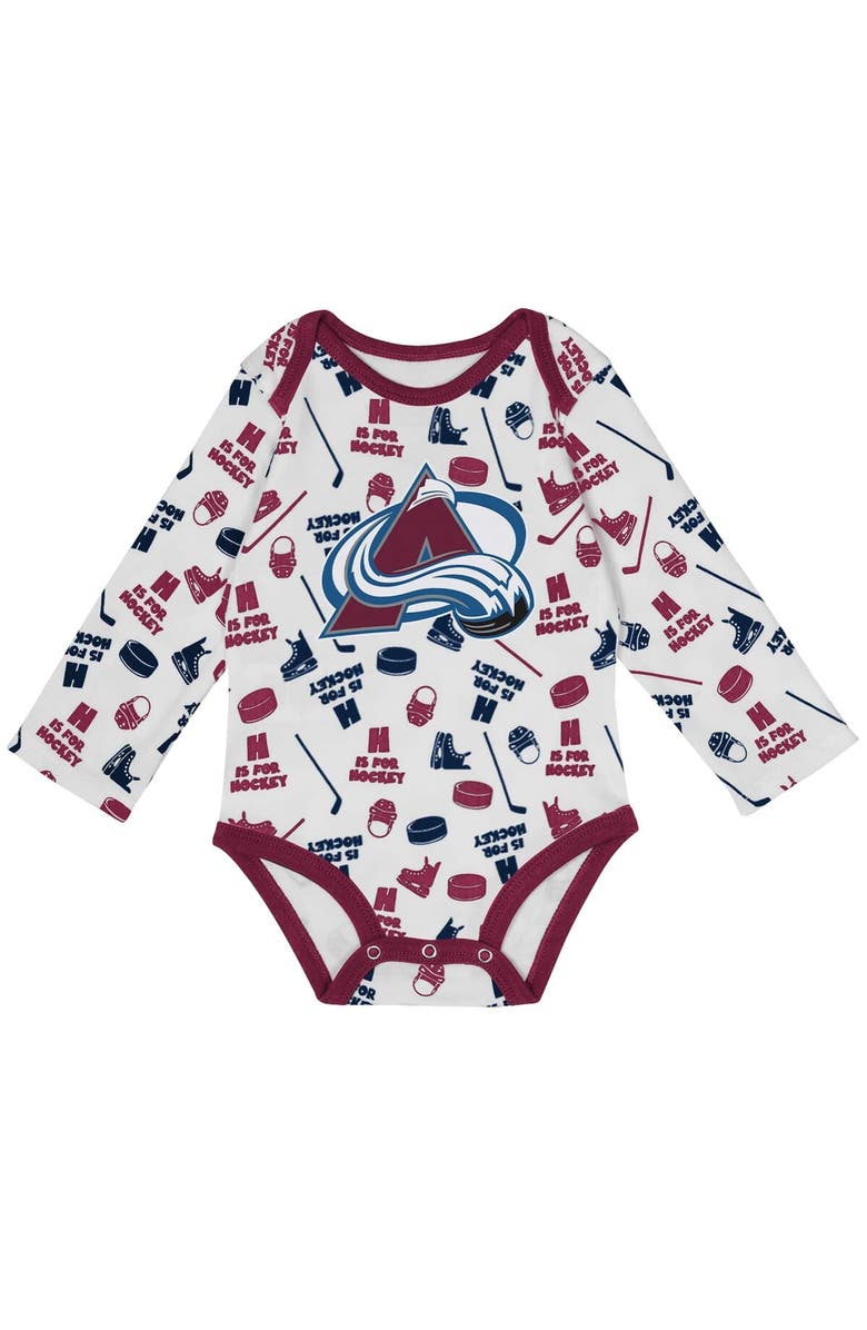 Outerstuff Infant White Colorado Avalanche Quick Learner Long Sleeve Bodysuit, Alternate, color, White