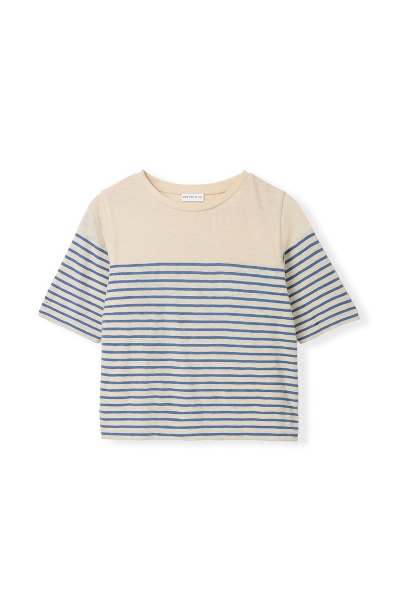 Celtic & Co. Stripe 1/2 Sleeve T-shirt, Alternate, color, Blue Ecru Stripe