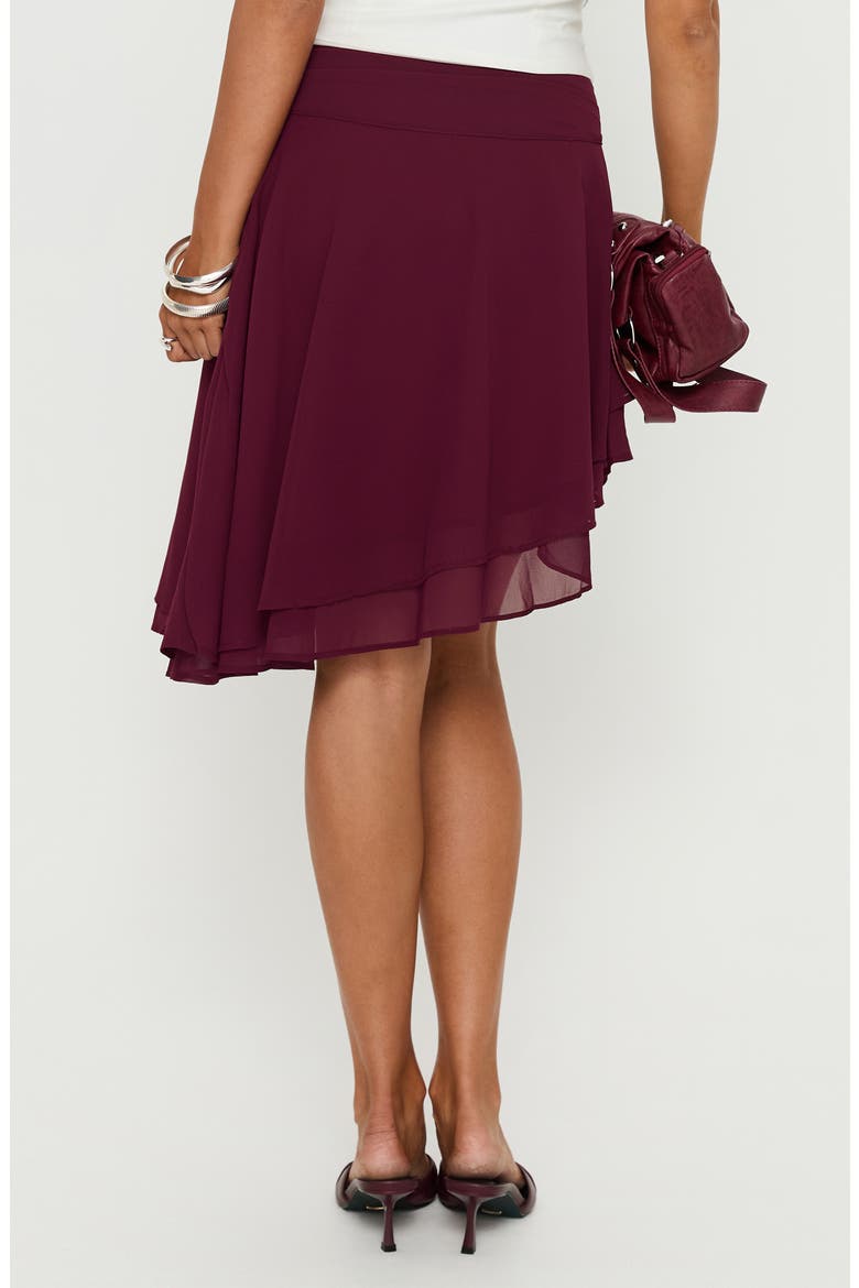 Evanescence Asymmetric Midi Skirt, Alternate, color, CHERRY