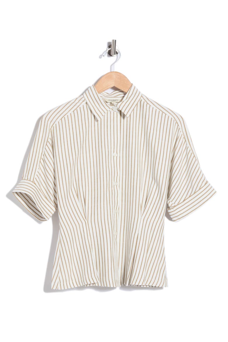Stripe Button-Up Shirt, Alternate, color, IVORY/ BRONZE STRIPE