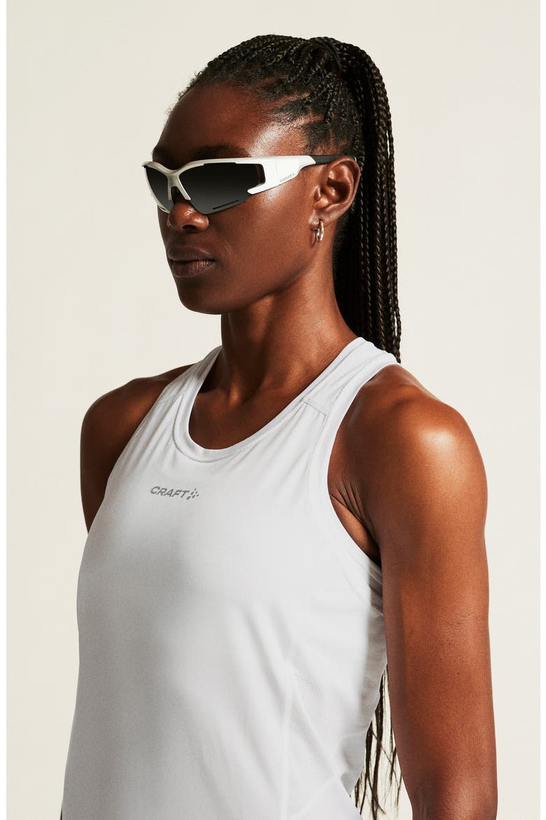 Essence Perforated Jersey Racerback Tank, Alternate, color, WHITE