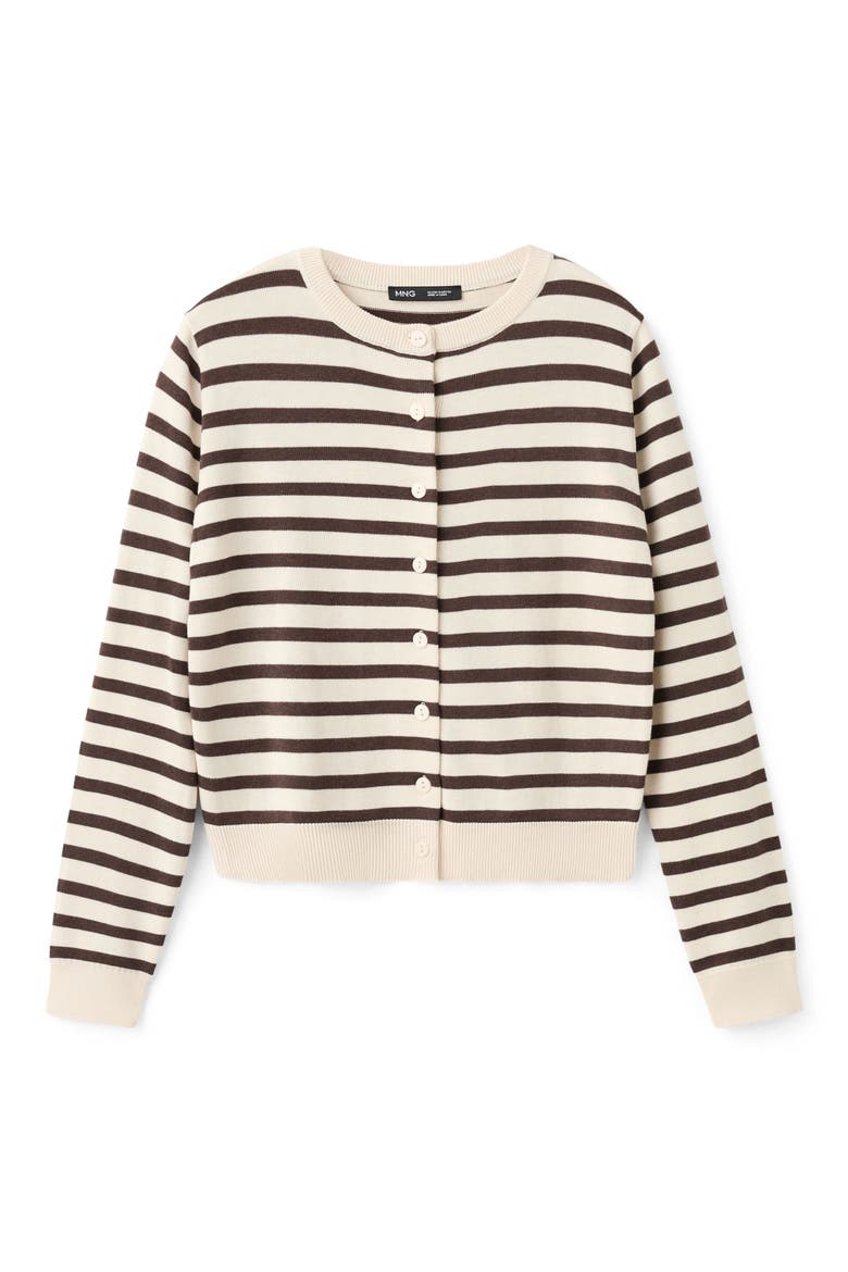 Stripped Knit Cardigan, Alternate, color, CHOCOLATE
