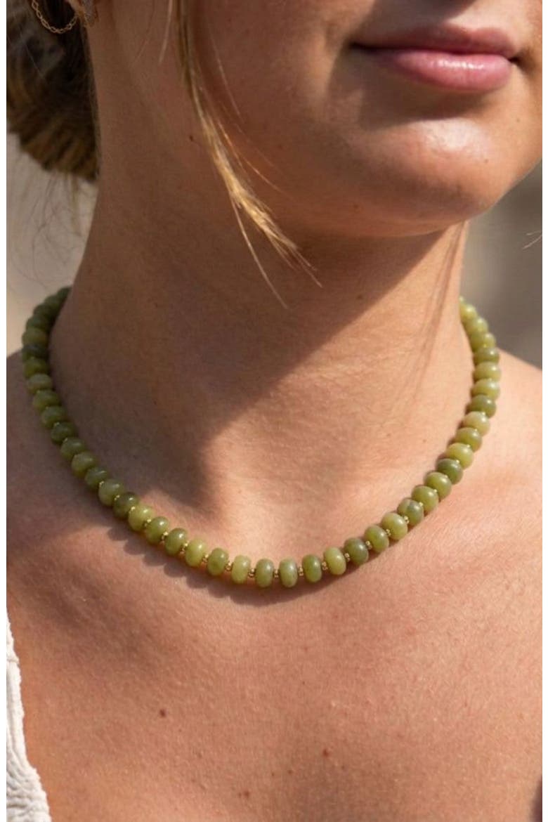 Veronica Beaded Olive Green Necklace, Alternate, color, Olive Green