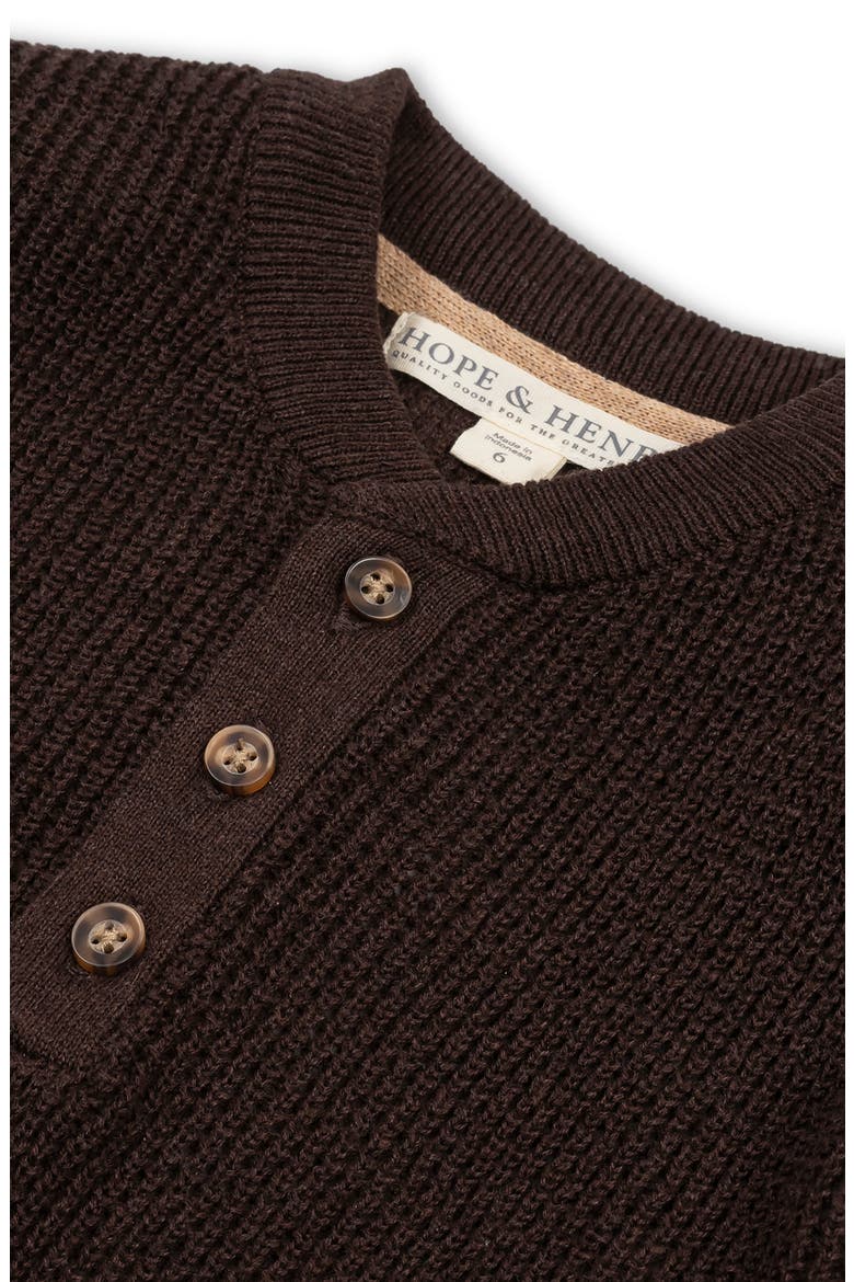 Kids' Organic Sweater Henley with Elbow Patches, Alternate, color, Chocolate Heather