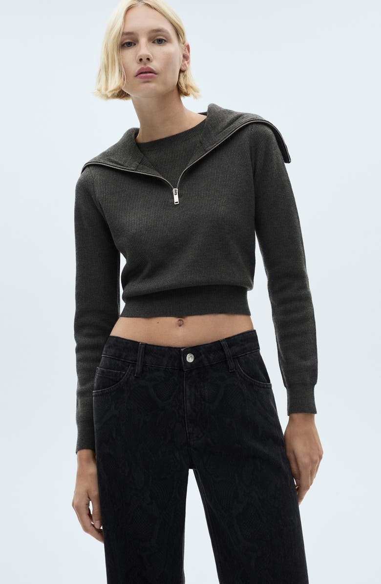 MANGO Snakeskin Effect Faux Leather Wide Leg Jeans, Alternate, color, 