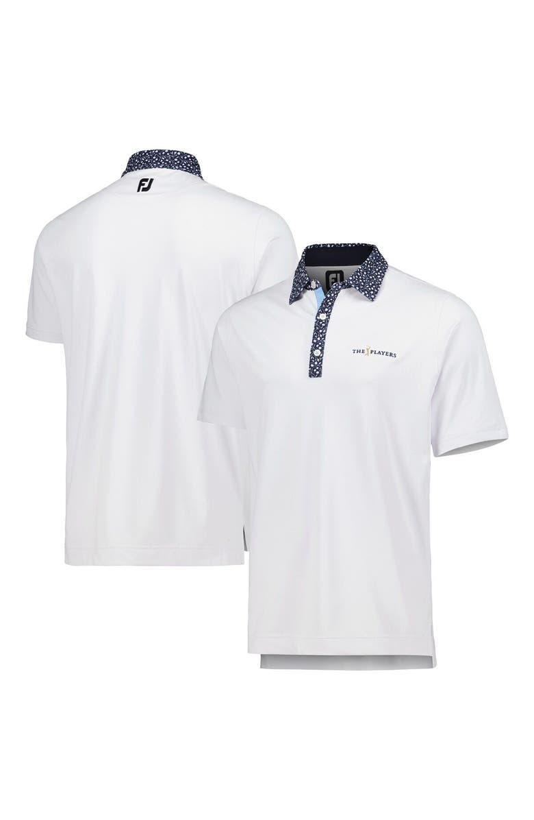 FOOTJOY Men's FootJoy White THE PLAYERS Tulip Trim Stretch Pique Lisle Collar Polo, Main, color, 