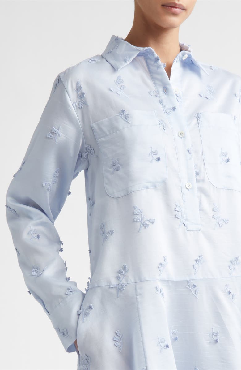 Altuzarra Carmel Embroidered Long Sleeve Shirtdress, Alternate, color, 000438 Glacial Blue