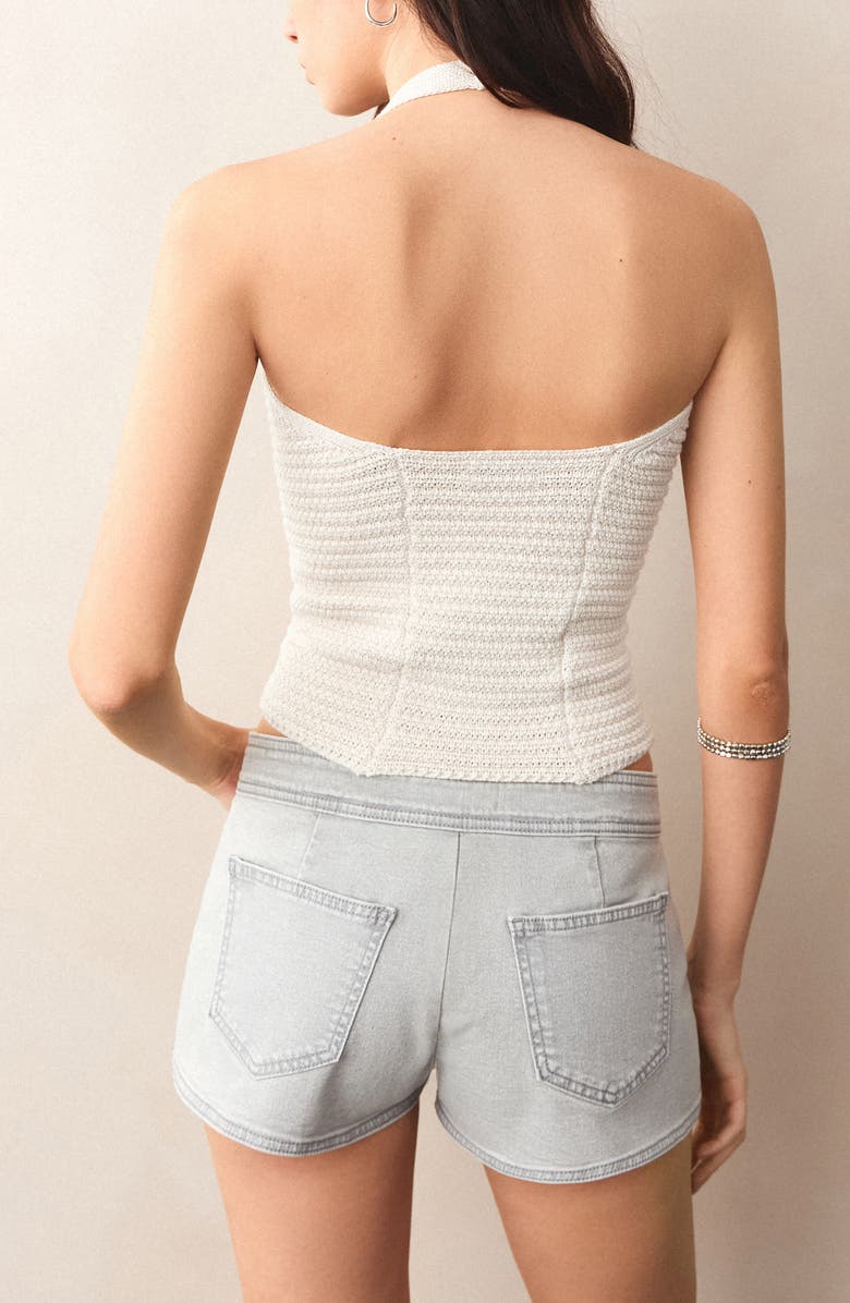 MANGO TEEN Crochet Knit Button Embellished Halter Top, Alternate, color, 