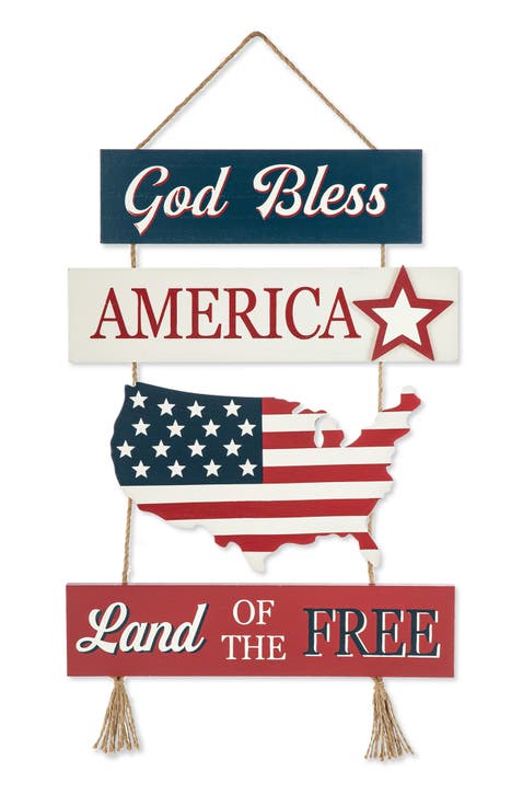 Patriotic Americana Word Sign Door Hanger