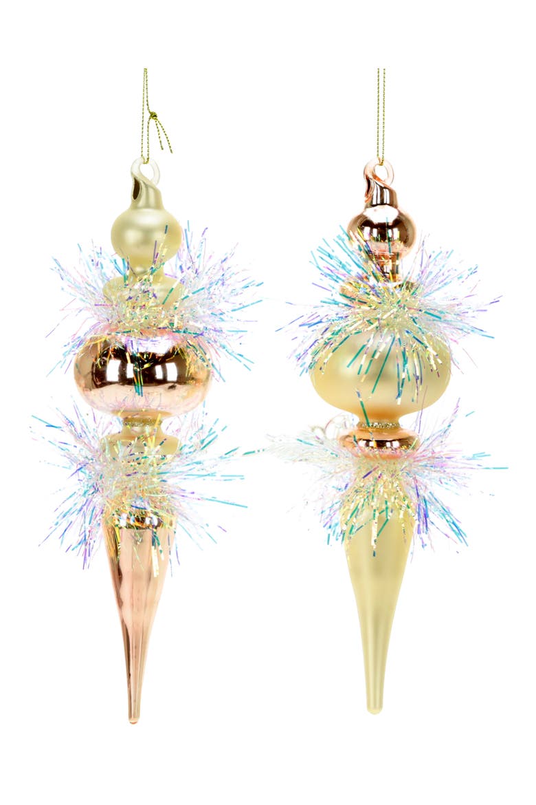 Iridescent Pastel Icicles Ornament, Set of 6, Main, color, Amber