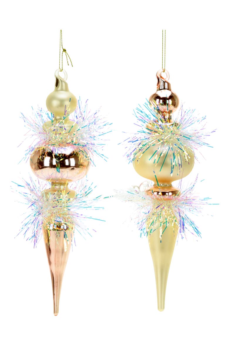 Mark Roberts Iridescent Pastel Icicles Ornament, Set of 6, Main, color, Amber