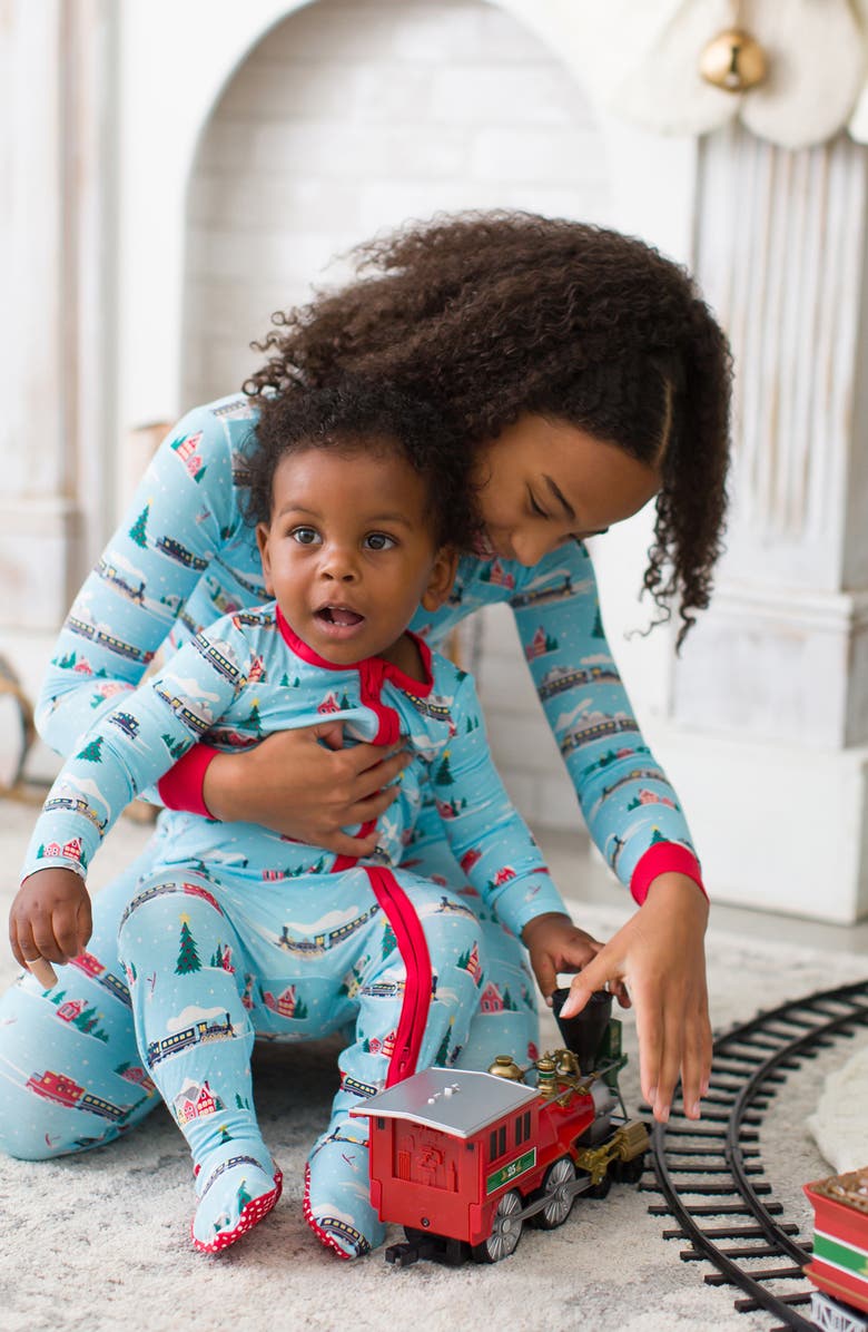 RuggedButts All Aboard Fitted Footie Pajamas, Alternate, color, 