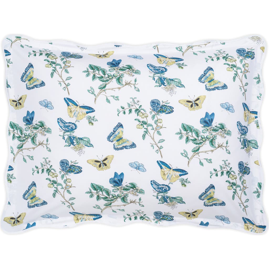 Matouk Baudin Butterfly 500 Thread Count Cotton Percale Sham In Prussian Blue