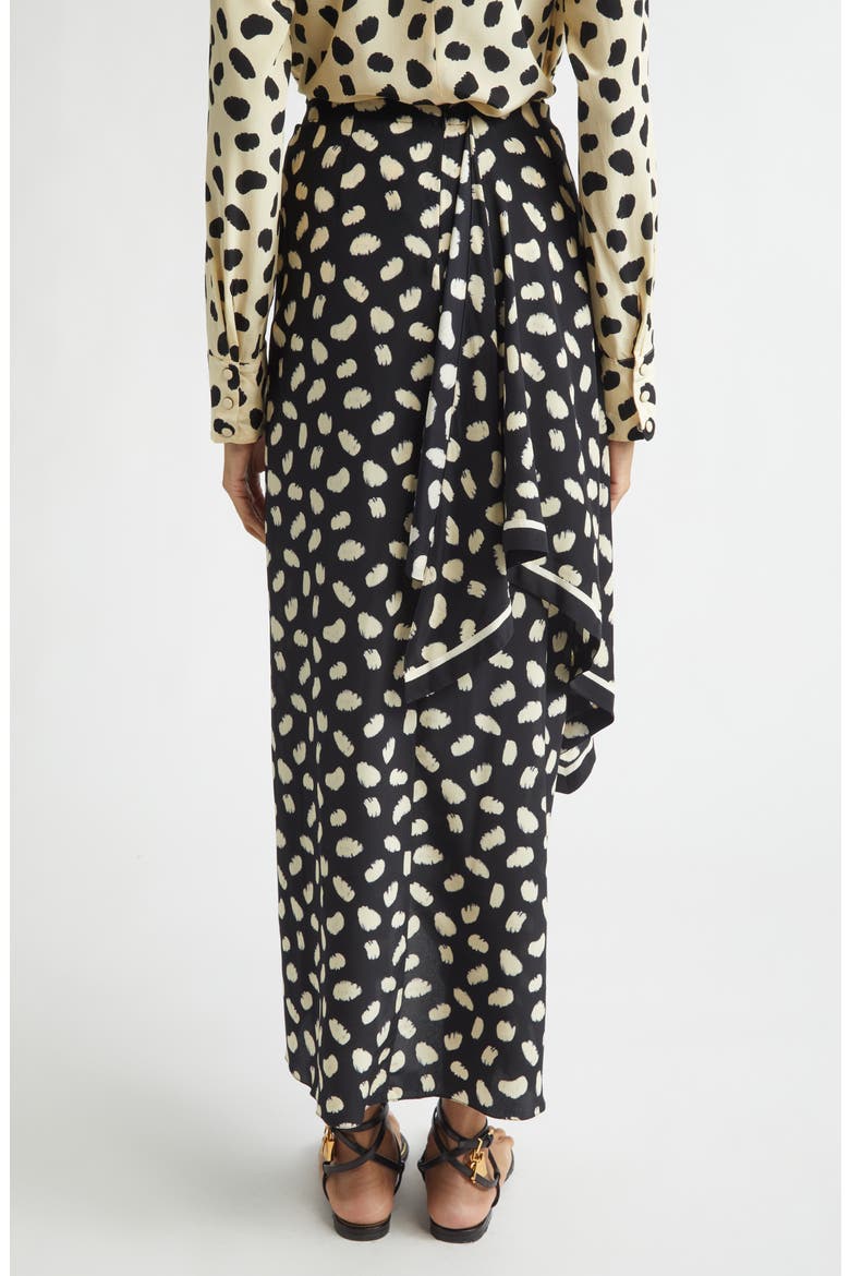 Captivation Print Silk Skirt, Alternate, color, BLACK / ECRU