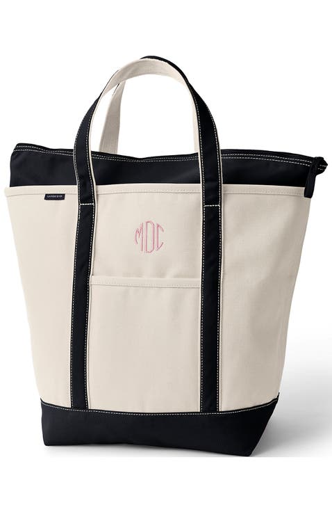 Zip Top Canvas Tote Bag