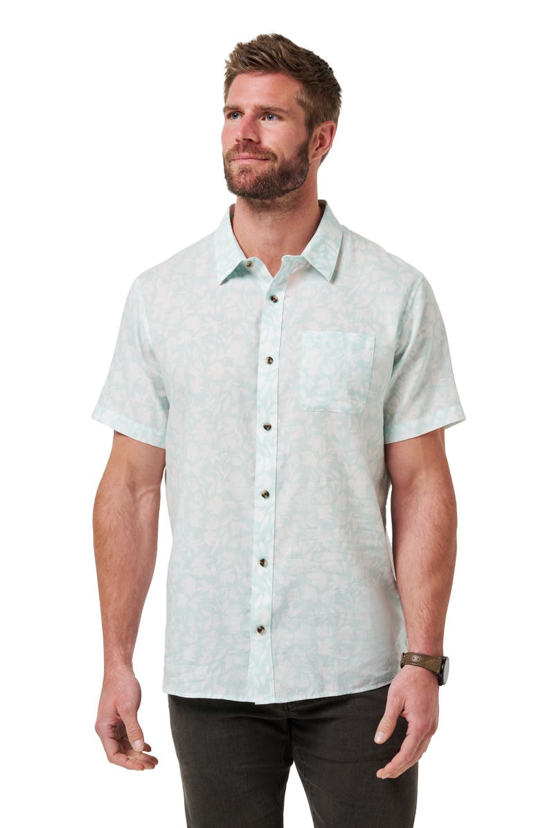 TravisMathew Double Room Short Sleeve Button-Up Shirt, Alternate, color, Eggshell Blue